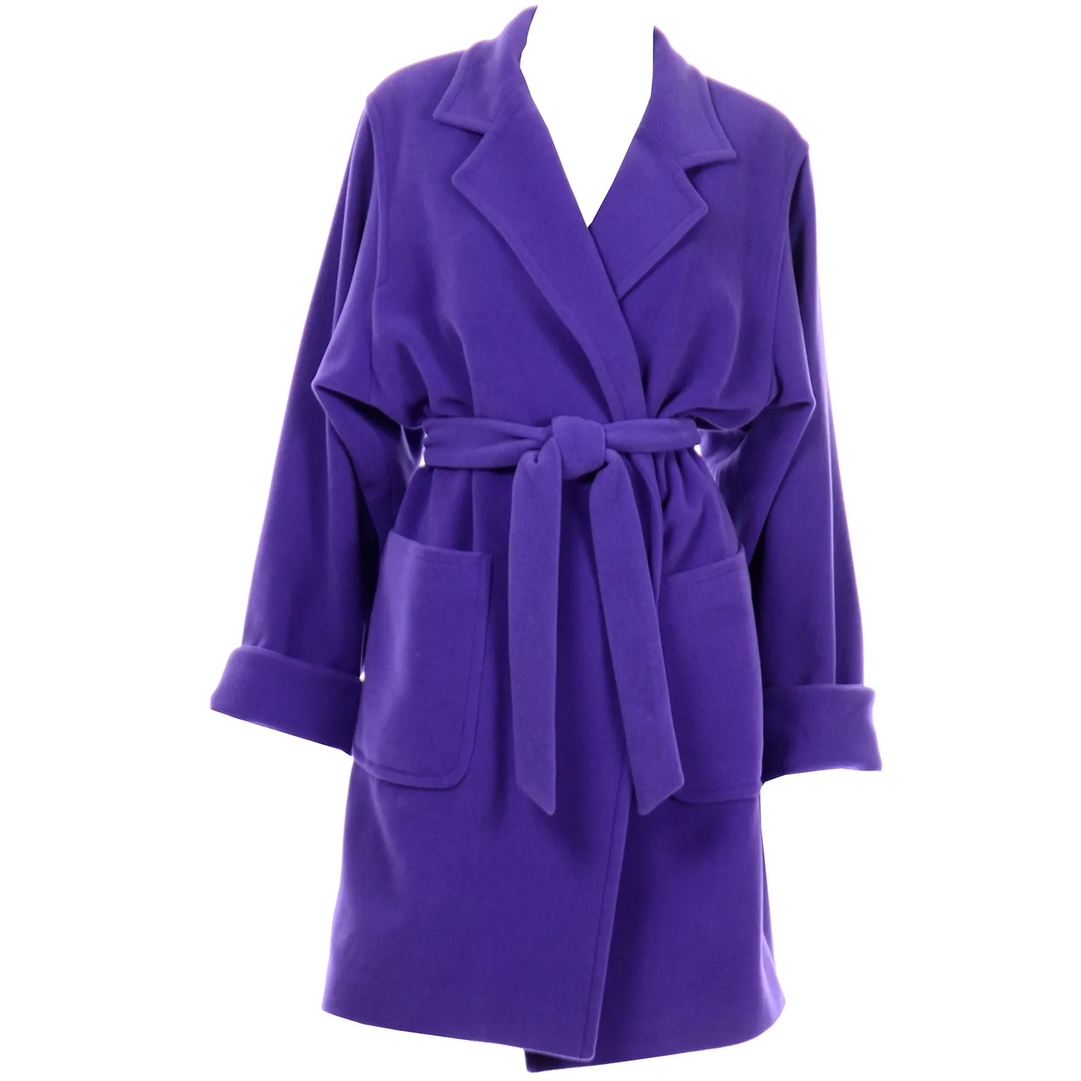 Louis Feraud Vintage Purple Wool Angora Trench Coat